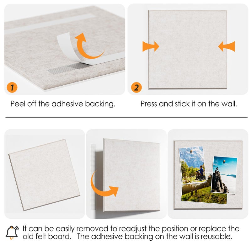 ماكسجير لوحة الفلين الكبيرة من MaxGear للجدار مقاس 48 بوصة × 36 بوصة، لوحة إعلانات بلون أسمر فاتح، 12 قطعة من بلاط الحائط اللباد مع دبابيس الدفع، لوحات الفلين للمكتب، لوحة تثبيت لديكور قائمة الصور - Image 4